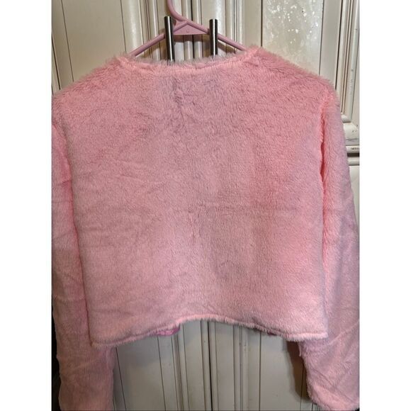 Seeing Red Other - Seeing Red Girls Plush Faux Fur Long Sleeve Open Front Jacket Pink Small Medium